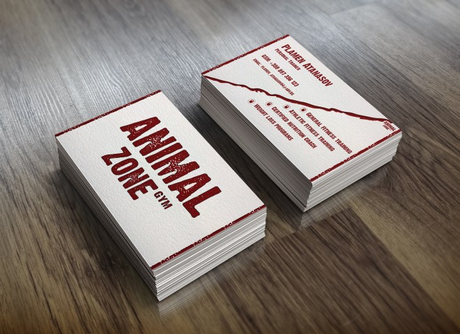 Business cards for Animal Zone Gym